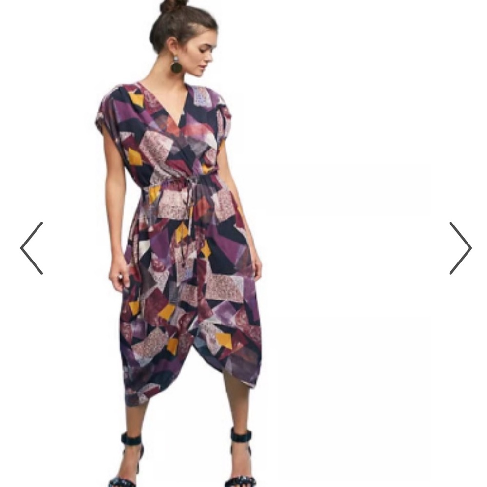 The Odell’s Odells abstract print purple geo dress anthropologie M L
